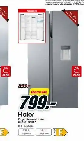 MediaMarkt Frigorífico americano haier oferta