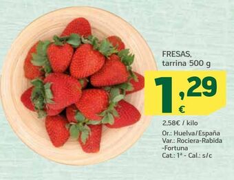 HiperDino Fresas, tarrina 500 g oferta