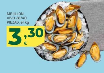 HiperDino Mejillón vivo 28/40 piezas, el kg oferta