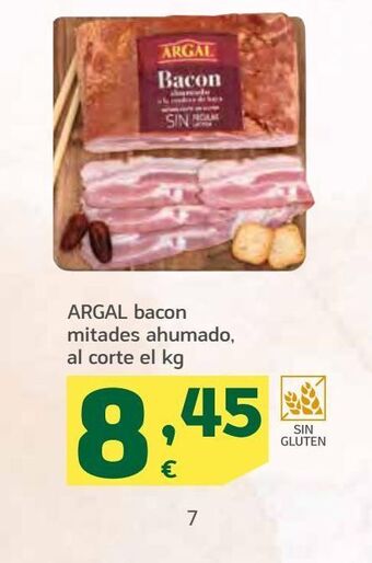 HiperDino Argal bacon mitades ahumado, al corte el kg oferta