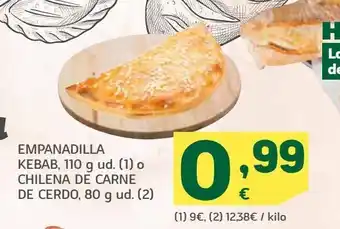 HiperDino Empanadilla kebab, 110 g ud. o chilena de carne de cerdo, 80 g ud oferta