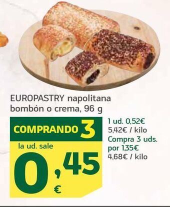 HiperDino Europastry napolitana bombón o crema, 96 g oferta