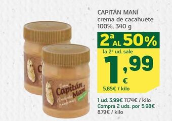 HiperDino Capitán maní crema de cacahuete 100%, 340 g oferta