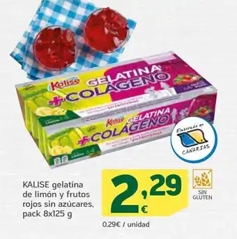 HiperDino Kalise gelatina de limón y frutos rojos sin azúcares, pack 8x125 g oferta