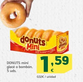 HiperDino Donuts mini glacé o bombón, 5 uds oferta