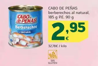 HiperDino Berberechos al natural, 185 g, cabo de peñas oferta