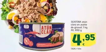 HiperDino Atún claro en aceite de girasol, 1 kg p.e. 650 g, seatoba oferta