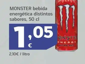HiperDino Bebida energética distintos sabores, 50 cl, monster oferta
