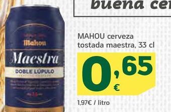 HiperDino Cerveza tostada maestra, 33 cl, mahou oferta