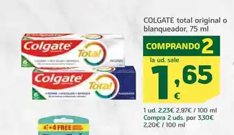 HiperDino Colgate total original o blanqueador, 75 ml oferta