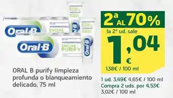 HiperDino Purify limpieza profunda o blanqueamiento delicado, 75 ml, oral b oferta