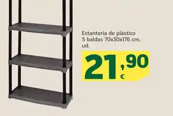 HiperDino Estanteria de plástico 5 baldas 70x30x176 cm, ud. oferta