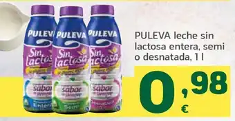 HiperDino Puleva leche sin lactosa entera, semi o desnatada, 1 l oferta