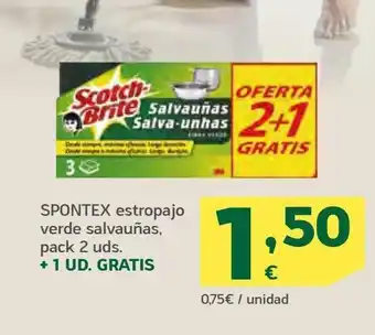 HiperDino Spontex estropajo verde salvauñas, pack 2 uds. oferta