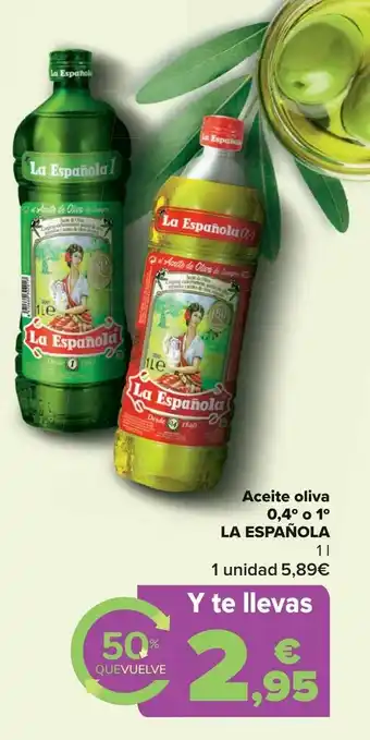 Carrefour Aceite oliva 0,4º o 1º la española oferta