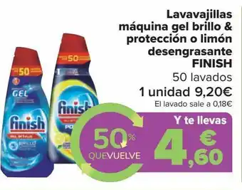 Carrefour Lavavajillas máquina gel brillo & protección o limón desengrasante finish oferta
