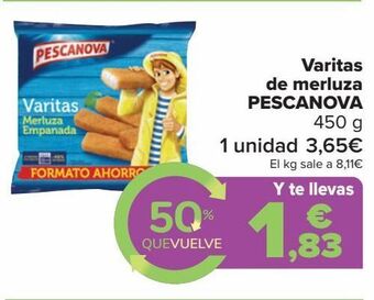 Carrefour Varitas de merluza pescanova oferta