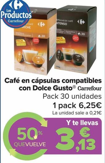Carrefour Café en cápsulas compatibles con dolce gusto oferta
