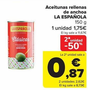 Carrefour Aceitunas rellenas de anchoa la española oferta