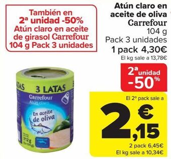 Carrefour Atún claro en aceite de oliva carrefour oferta