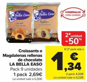 Carrefour Croissant o magdalenas rellenas de chocolate la bella easo oferta