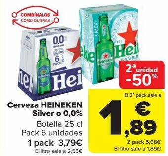 Carrefour Cerveza heineken silver o 0,0% oferta