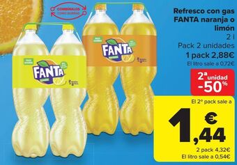 Carrefour Refresco con gas fanta naranja o limón oferta