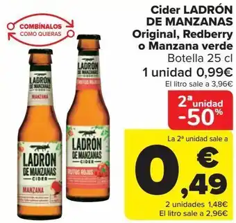 Carrefour Cider ladrón de manzanas original, redberry o manazana verde oferta