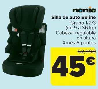 Carrefour Silla de auto beline nania oferta