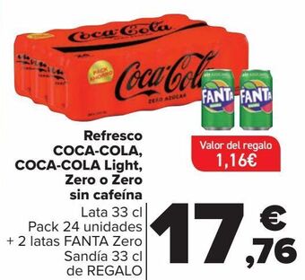Carrefour Refresco coca-cola, coca cola light, zero o zero sin cafeína oferta