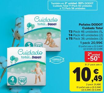 Carrefour Pañales dodot cuidado total t3, t4 o t5 oferta