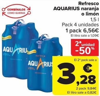 Carrefour Refresco aquarius naranja o limón oferta