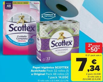Carrefour Papel higiénico scottex acolchado u original oferta