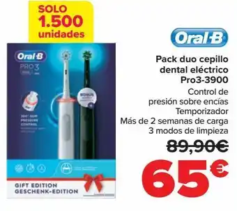 Carrefour Oral b pack duo cepillo dental eléctrico pro3 -3900 oferta