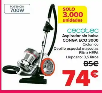 Carrefour Cecotec aspirador sin bolsa conga eco 3000 oferta