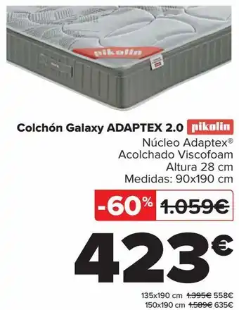 Carrefour Colchón galaxy adaptex 2.0 pikolin oferta