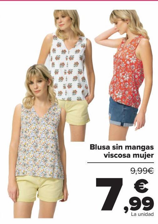 Carrefour Blusa sin mangas viscosa mujer oferta