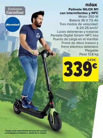 Carrefour Patinete nilox m1 con intermitentes y nfc oferta