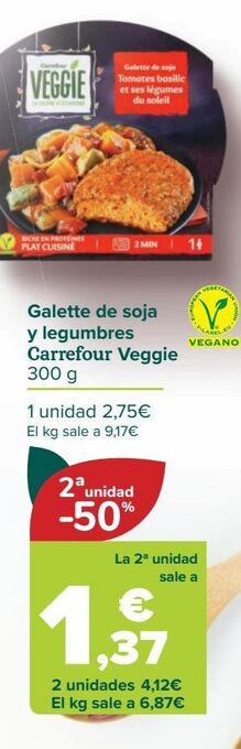 Carrefour Galette de soja y legumbres carrefour veggie oferta