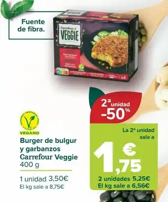 Carrefour Burger de bulgur y garbanzos carrefour veggie oferta