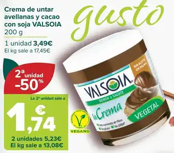Carrefour Crema de untar avellana y cacao con soja valsoia oferta