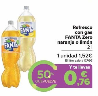 Carrefour Market Refresco con gas fanta zero naranja o limón oferta