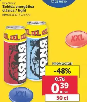 Lidl Kong Strong Bebida Energética Clásica Light oferta