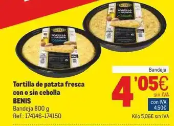 Makro Tortilla De Patata Fresca Con O Sin Cebolla Benis oferta