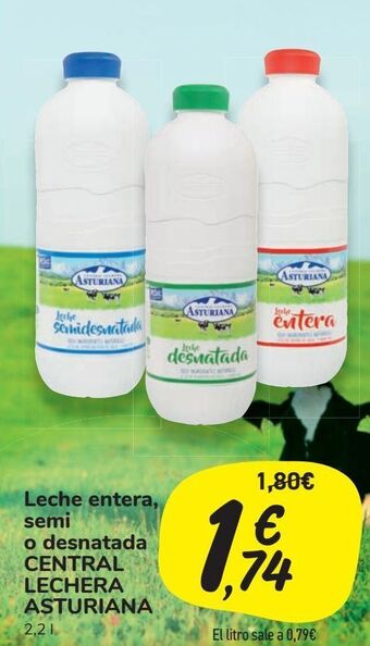 Carrefour Market Leche entera, semi o desnatada central lechera asturiana oferta