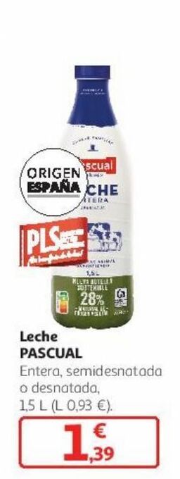 Alcampo Leche pascual entera, semidesnatada o desnatada oferta