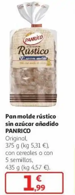Alcampo Pan molde rústico sin azúcar añadido panrico oferta