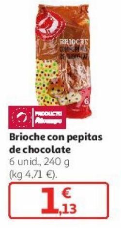 Alcampo Brioche con pepitas de chocolate oferta