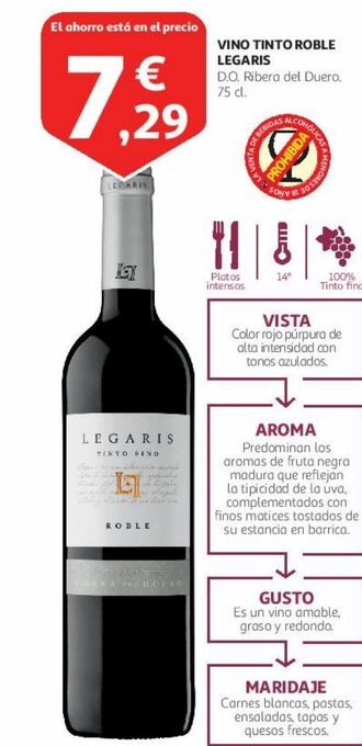 Alcampo Vino tinto roble legaris d.o. ribera del duero oferta