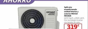 Alcampo Split aire acondicionado unidad interior y exterior mov10 movair oferta